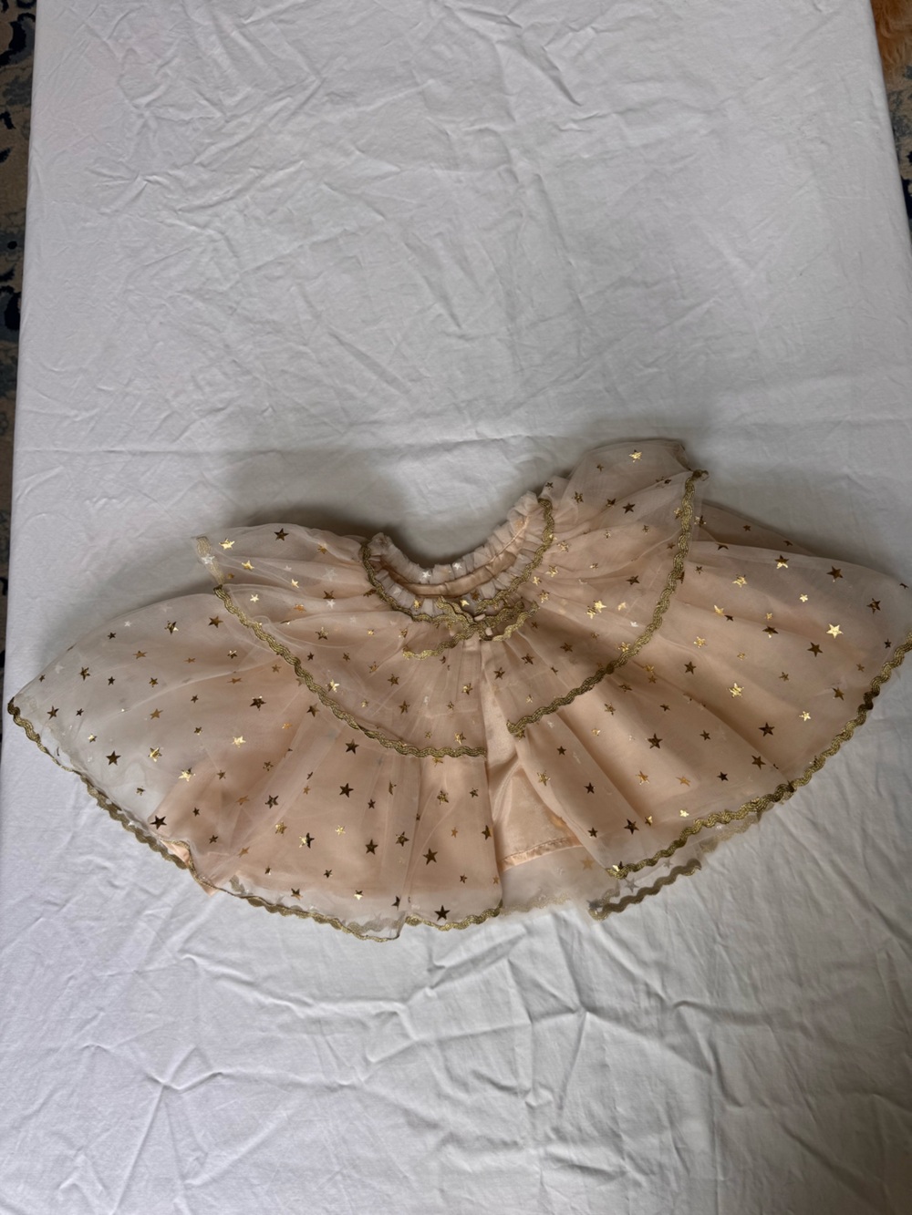 Mini Boden Peach Tulle Cape with Gold Stars